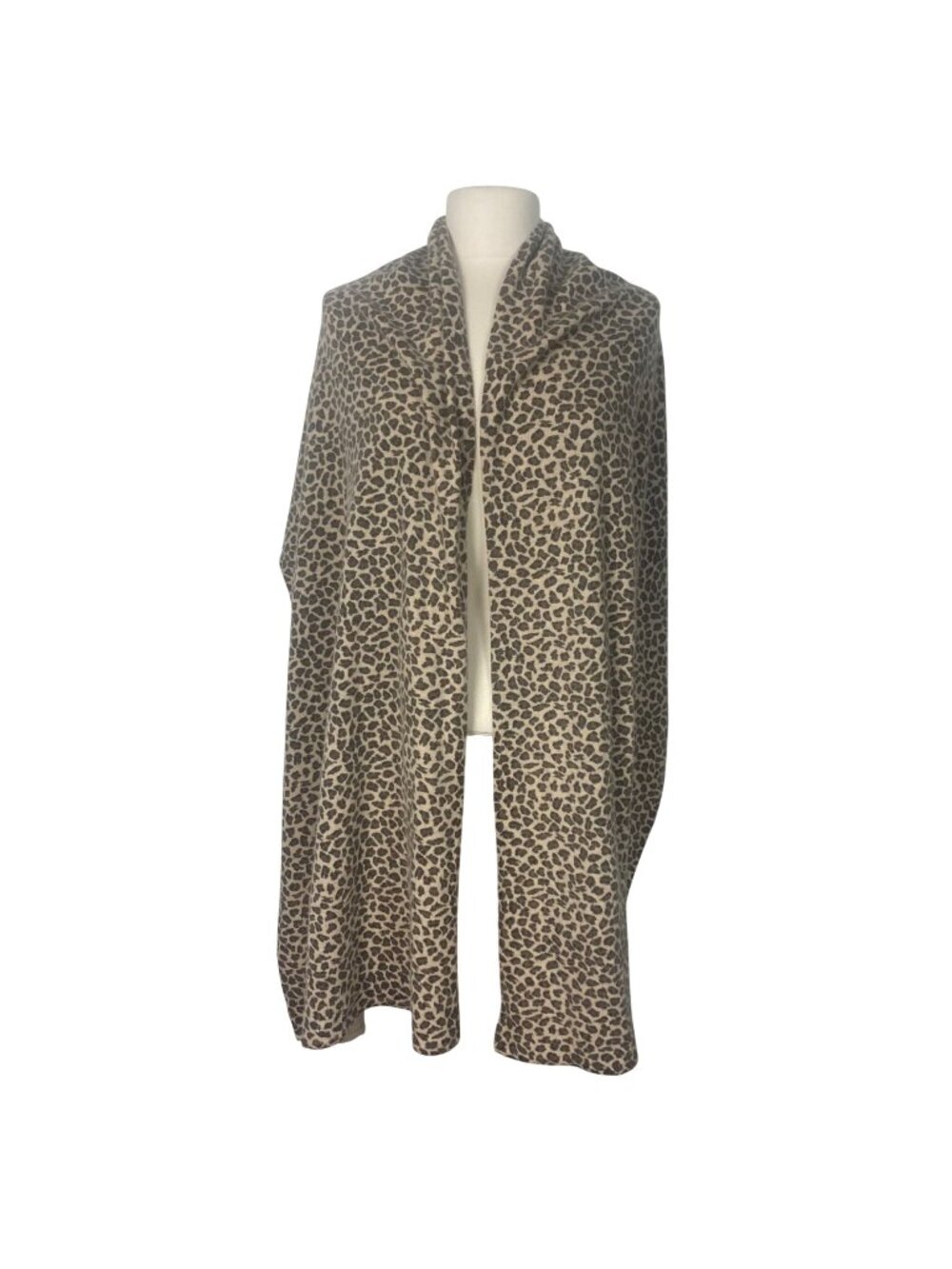 Ann Taylor Leopard Print Wool Angora Scarf Wrap Shawl Beige Brown 23x88